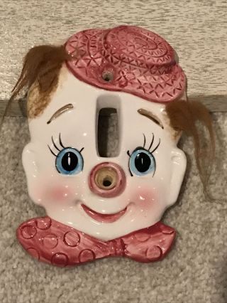 Vintage Enesco Porcelain Clown Wall Light Switch Plate Cover