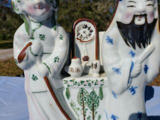 Signed 19th C.  Chinese Famille Rose Porcelain Figures Spill Vase RARE 3