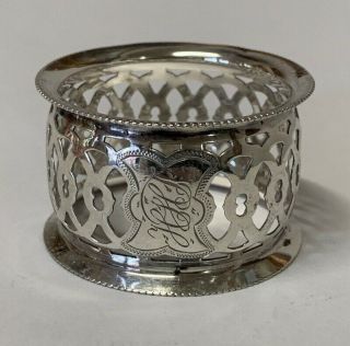 Antique Napkin Ring Sydney & Co Birmingham Sterling Silver Monogram 16.  5g