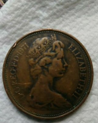 Magnificent Rare 1971 Pence 2p British Coin First Release Great Coin