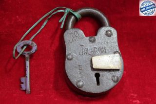 Iron Brass Lock And Key 1900s Old Antique Vintage Rare Decor Collectible Bc - 87
