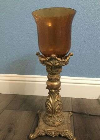 Unique Vintage Victorian Style Gold Floral Table Lamp Must Have Rare