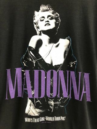 Vintage Rare MADONNA Who ' s That Girl World Tour 1987 Black T - Shirt,  Size Medium 2