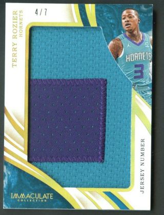 2019 - 20 Immaculate Terry Rozier Nameplate Jersey Number Patch /7 Rare Card
