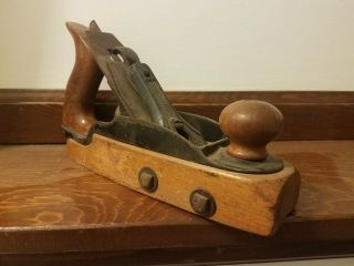 Rare Antique Hand Made Wooden Metal Smoothing Plane Well Made With Blade