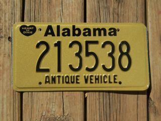 213538 = Nos 1990`s Alabama Antique Vehicle License Plate $4.  00 Us