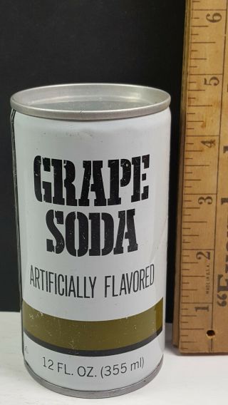 Grape Soda Generic Can Flat Top Jewel 1977 Melrose Park Illinois Rare Vintage