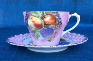 Vintage Royal Halsey Pink Basketweave Tea Set Iridescent China Gold Paint