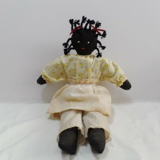 Vintage Handmade Primitive African American Folk Art 13 " Rag Doll