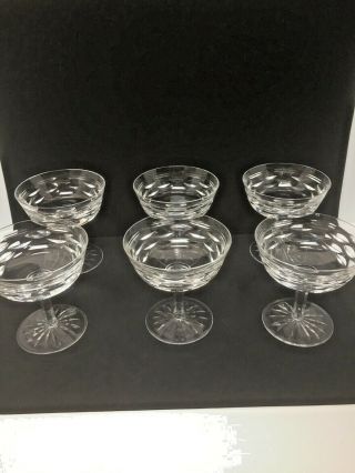 Rare 6 Waterford Crystal Tralee Coupe Champagne Dessert Glasses Ireland