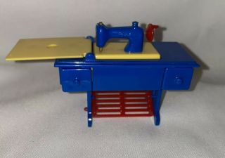 Renwal Dollhouse Furniture Blue Sewing Machine Vintage Plastic