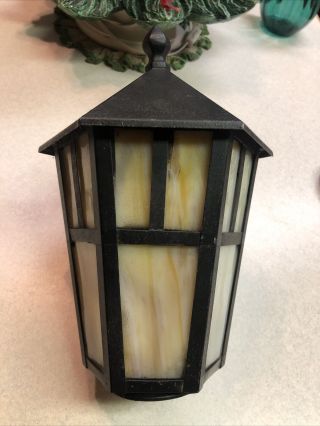 Antique Arts & Crafts Caramel Slag Glass Lamp Shade Lamp Post Porch