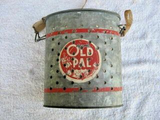 Vintage Old Pal Oval Wading Minnow/ Bait Can/ Bucket With Insert Lilitz Pa.