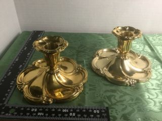 Vintage Set Of 2 Brass Candle Holder With Missing Finger Loop Handle India Rare
