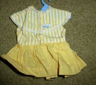 Vintage Tiny Terri Lee Doll Clothes Dress Tagged Yellow White Lace with hanger 2