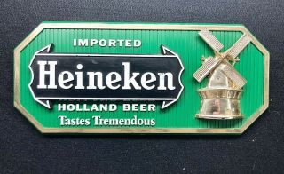 Vintage Heineken Imported Rare Special 3d Plastic Sign Wall Or Easel - Holland