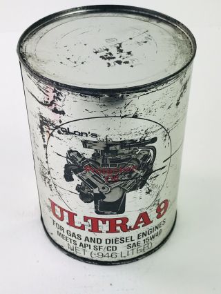 Rare Vintage Petrolons Ultra 9 Sae 15w 40 1 Qt Motor Oil Can Full Metal 43