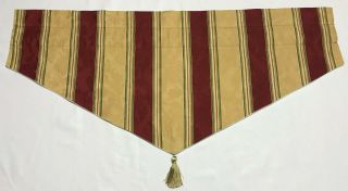 Waverly Set Of 2 Burgundy & Antique Gold Capulet Stripe Ascot Valances (rf1054)