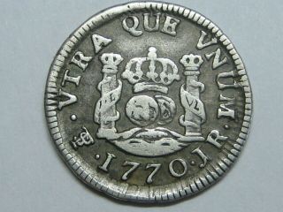 Spain 1770 Bolivia - Potosi 1/2 Real Charles Iii Silver Colonial Rare