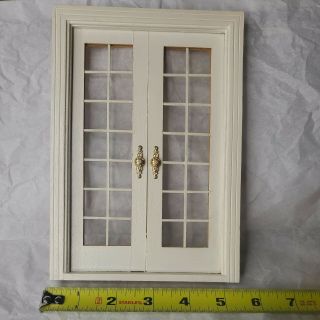 Vintage Dollhouse Miniature Houseworks 1979 Double French Doors - Brass Doorknobs