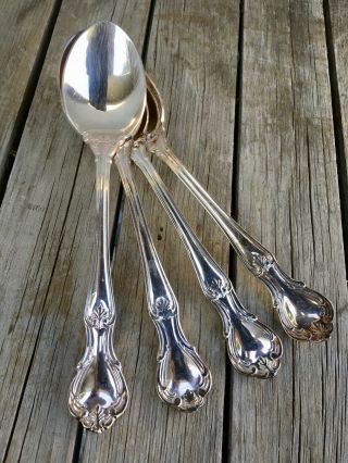Set 4 Reed & Barton Rathmore Silverplate 7 1/4” Oval Soup Spoons Outstanding