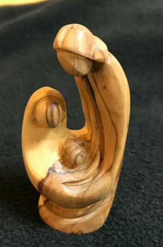 Rare Hand Carved Wooden Nativity Crèche One Of A Kind Tree Branch Olive Wood Sm