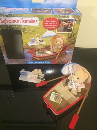 Sylvanian Families Canal Rowing Boat With Figure & Accessories Boxed Rare