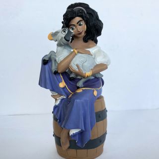 Disney Hunchback Of Notre Dame Esmeralda Djali Plastic Bank 9 Inch Statue Rare