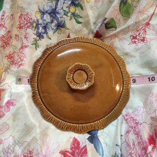 Replacement Large Stoneware Crock Or Casserole Dish Lid Brown Glaze 7.  5 Inch