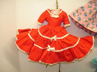 VINTAGE 1950 - 60 ' S DOLL CLOTHES.  Dresses.  Skirts.  Tops.  Shawl.  Apron 2