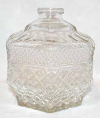 Vintage Antique Eapg Hexagon Pressed Fancy Glass Oil Kerosene Table Lamp Light
