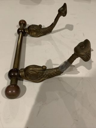 Extremely Rare Vintage Brass Fish Toilet Paper Holder 3