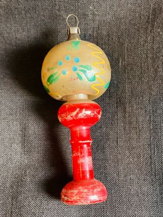 Antique German Mercury Glass Hand Painted Lamp Christmas Tree Ornament