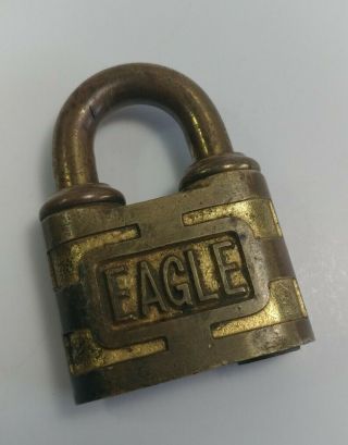 Antique Brass Eagle Lock Company Padlock No Key Vintage