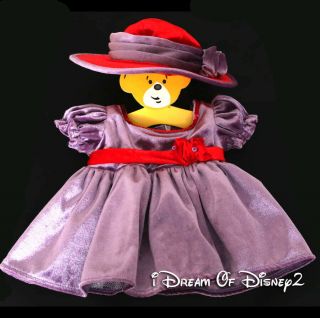 Build - A - Bear Red Hat Society Purple Velvet Dress & Hat Teddy Clothes Costume