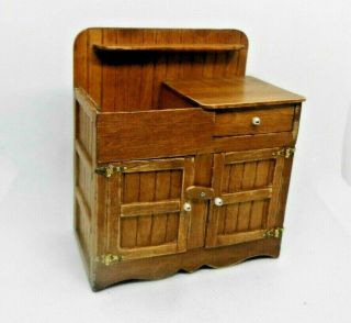 1:12 Scale Vintage Dollhouse Country Kitchen Dry Sink Divided Drawer Double Door