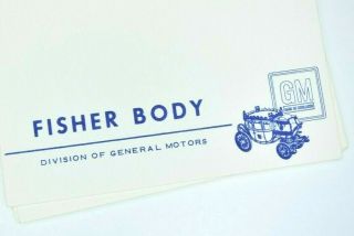 Rare Vintage Fisher Body / General Motors Blank Employee Business / Note Card