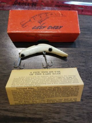 Rare Vintage Lazy Dazy Lure White W Black Spots And Papers