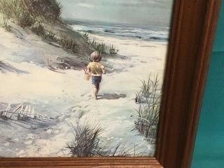 Vintage A.  Sehring Wood Framed Print of A DAY at THE BEACH 22.  5 in.  x 18.  5 in. 3