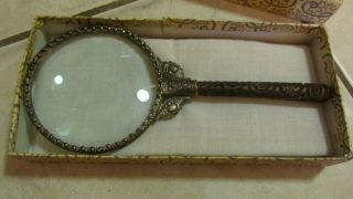 Vintage Antique Magnifying Glass With Wood Handle Neat Design