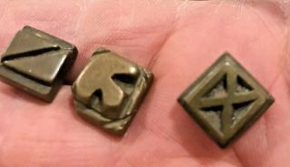 3 Rare Small Old Akan/ashanti Solid Brass Geometric Goldweight