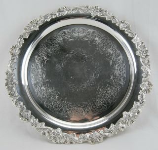 Vtg Webster Wilcox International Silver Co 3472 Footed Round Serving Tray 15.  75 "