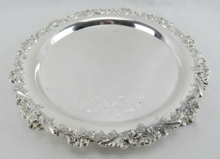 Vtg Webster Wilcox International Silver Co 3472 Footed Round Serving Tray 15.  75 