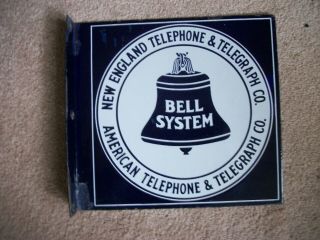 EARLY ENGLAND TELEPHONE & TELEGRAPH CO.  PORCELAIN FLANGE SIGN - RARE and 2