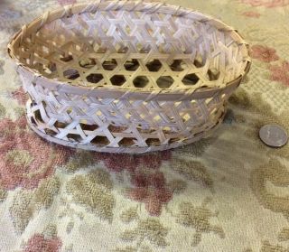 Vintage Antique Miniature 3 - 1/2” X 5 - 1/2” Woven Cheese Basket