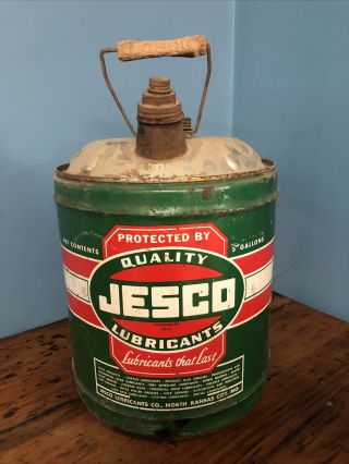 Oil Can 5 Gallon Vintage Jesco Lubricant Grease North Kansas City Missouri Rare