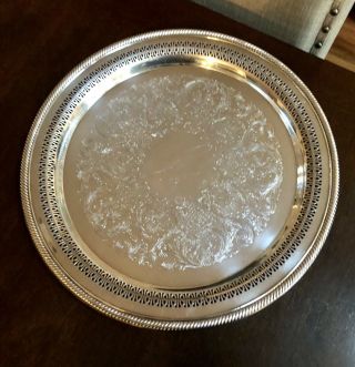 Vintage Wm Rogers Silver Plate 172 Platter Tray 15” Pierced