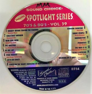 Rare Sound Choice Karaoke Spotlight Series Cd,  G - 8514 - 70s & 80s - Vol.  39 - Cdg