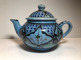 Rare Le Souk Ceramique Hand Painted Pottery Teapot Made In Tunisia Tea Pot Euc