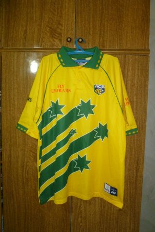 Rare Australia Asics Cricket Shirt World Cup Wc 1999 Yellow Jersey Men Size 2xl
